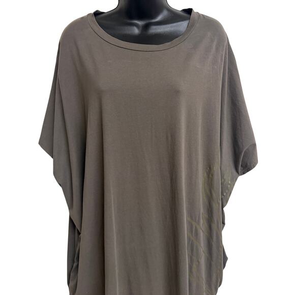 Tanoa Women Plus Tunic Dress 4XL 4X Gray Taupe Dolman Sleeve Tropical Samoan EUC - Picture 2 of 9